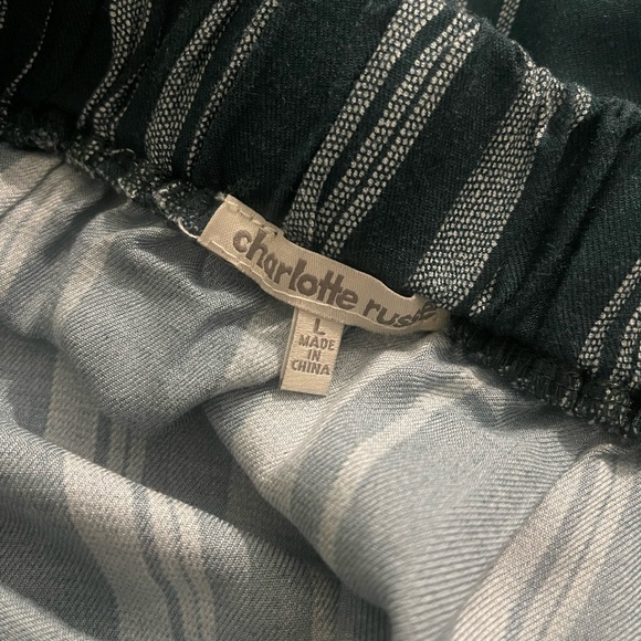 Charlotte Russe Never Worn Green White Striped Sun Dress Sz L Large - Picture 14 of 16